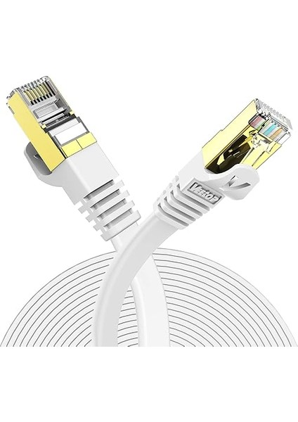 15 M Lan Kablo Cat 7 Ağ Kablosu Düz 10 Gigabit Ethernet Için Altın Kaplama RJ45. Beyaz