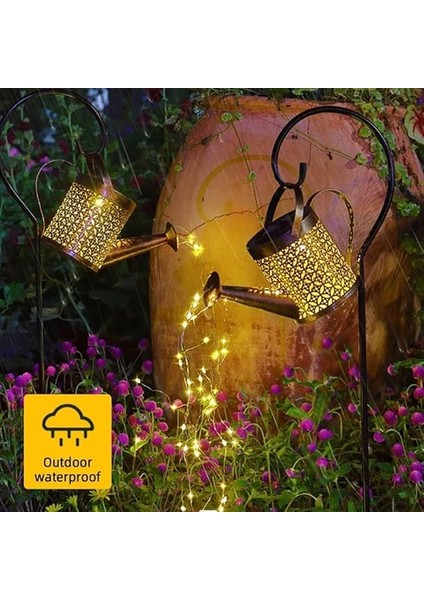 Güneş Enerjili Sulama Kabı LED Şelale Işık | Metal Standlı Tasarım (80 Cm) | IP65 Su Geçirmez Bahçe Peri Işıkları | 5W Solar Dış Mekan Dekoratif Aydınlatma | Balkon Veranda Patika Lambası fiyatları