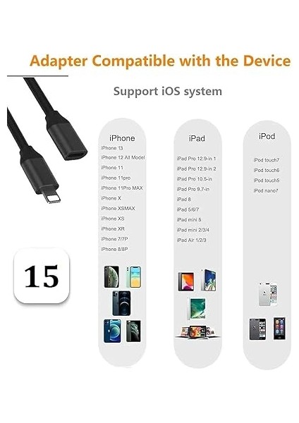 iPhone Şarj Cihazı Uzatma Kablosu, 6ft Lightning Uzatma Dock Kablosu iPhone 14 Pro 13 Pro Max 12 11 x Xr 8 7 6 Erkekten Dişi Kablo Uzatma Adaptörü Kablosu Geçiş Video, Veri, Ses (Siyah) ile Uyumlu fırsatları