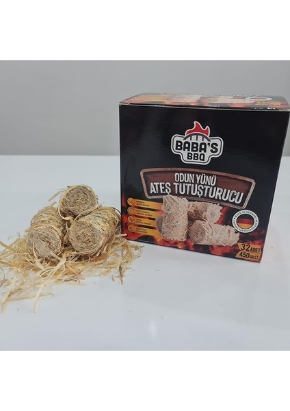 Bbq Barbekü-Mangal-Ateş Tutuşturucu Ağaç Yünü (32 Adet)