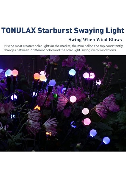 Enerjili Bahçe Işıkları - 4 Paket 10 LED Renk Değiştiren Güneş Ateş Böceği Sallanan Işıklar Dış Mekan Su Geçirmez Dekoratif Işıklar, Yard Veranda Yürüyüş Yolu Bahçe Yolu Dekorasyonu Için Güneş E modelleri