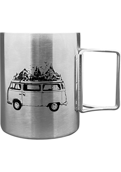 Katlanabilir Saplı Çelik Kupa Bardak - Orcamp - 180 ml - Karavan (OUT-1800)