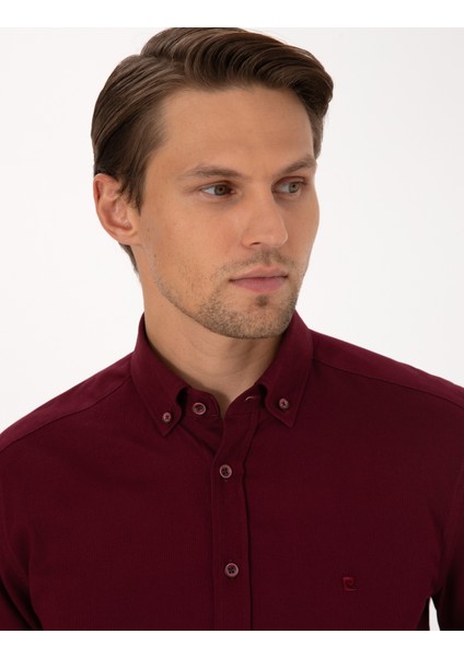 Erkek Bordo Regular Fit Uzun Kollu Gömlek 50316736-VR014 fiyatları