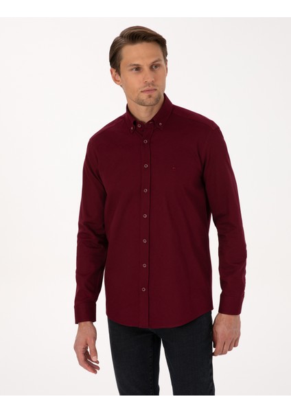 Erkek Bordo Regular Fit Uzun Kollu Gömlek 50316736-VR014 modelleri