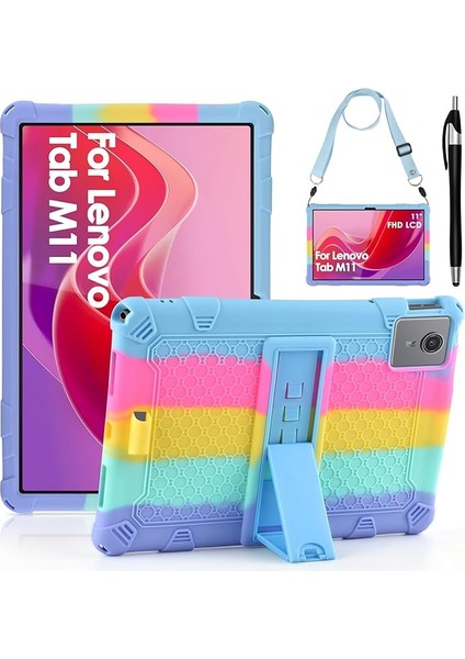 Kılıfı Için Lenovo M11 Tablet 11 Inç (TB-330FU), Çocuk Kılıfı Için Lenovo Tab M11 2024 / Lenovo Xiaoxin Pad 2024, Kalem ve Omuz Çantası ile Lateks Tablet Kılıfı