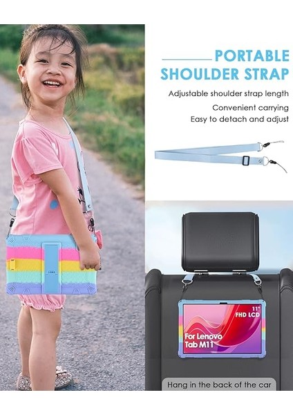 Kılıfı Için Lenovo M11 Tablet 11 Inç (TB-330FU), Çocuk Kılıfı Için Lenovo Tab M11 2024 / Lenovo Xiaoxin Pad 2024, Kalem ve Omuz Çantası ile Lateks Tablet Kılıfı indirimleri