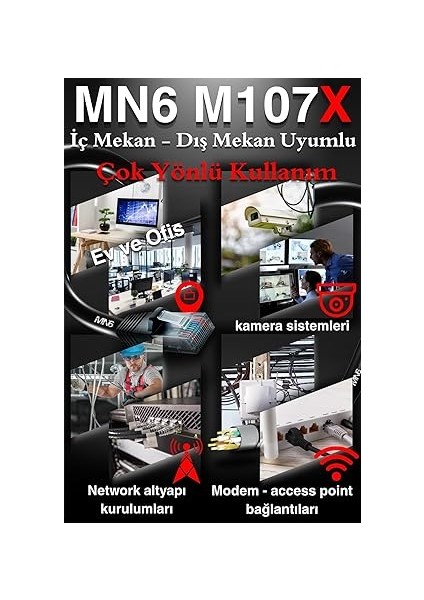 M107X Internet Kablosu 10 METRE/23AWG Utp 0,57MM/CAT 6 Iki Kat Korumalı/internet Bağlantı Kablosu 10 Metre/iç Dış Mekan Uyumlu/high Performance Cable/10 Metre Ethernet Kablosu (Metre, 10) fırsatları