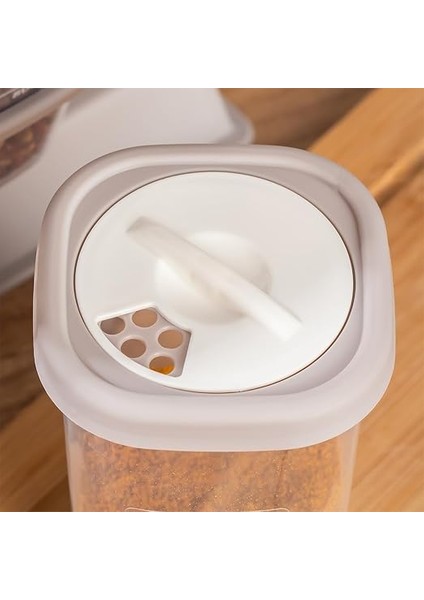 1116 Standlı Kaydırmalı Kaşıklı 360° Döner Kapaklı Etiketli Baharatlık Seti - Erzak Saklama Kabı Cappuccino fırsatları