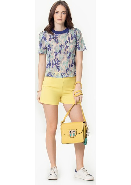 Yandan Fermuarlı Kadın Şort Sarı Y1612052_009