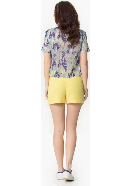 Yandan Fermuarlı Kadın Şort Sarı Y1612052_009 modelleri