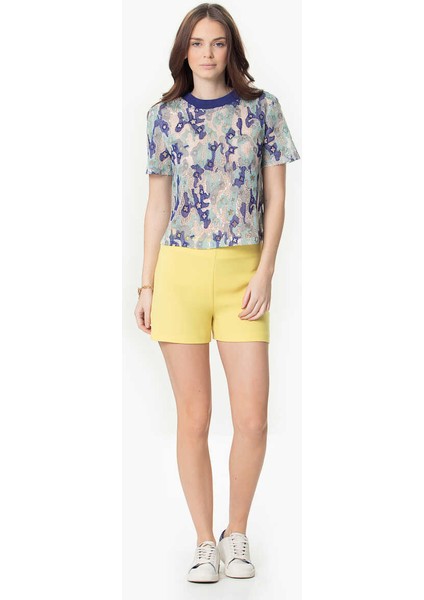 Yandan Fermuarlı Kadın Şort Sarı Y1612052_009