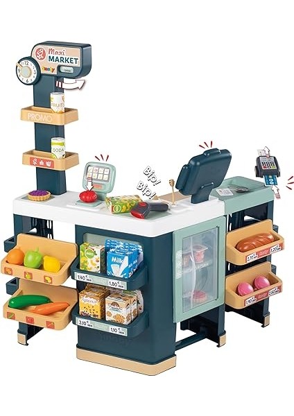 - Supermercato Maxi Con Carrello, Registratore Di Cassa, Zona Di Insaccatura, Lettore Di Codici A Barre, Bilancia, Frigorifero E 50 Accessori. A Partire Da 3 Anni (7600350242) fiyatları