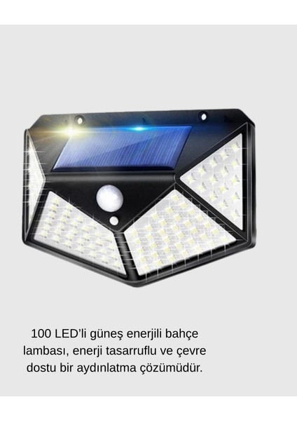 Güneş Enerjili 100 LED Dış Mekan Lamba – Hareket Sensörlü, 2200MAH Bataryalı Solar Aydınlatma fiyatları