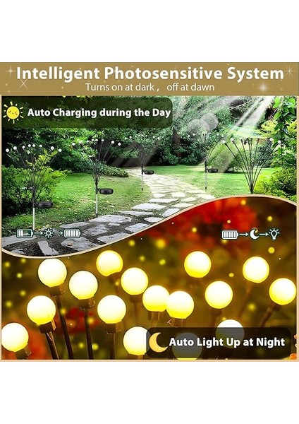 Güneş Ateşböceği Işıkları, 4'lü Paket 40 LED Solar Bahçe Işıkları, Güneş Enerjili Sallanan Bahçe Lambaları IP65 Su Geçirmez, Dış Mekan Gümrükleme Için Güneş Işıkları Yard Peyzaj Yolu Veranda modelleri