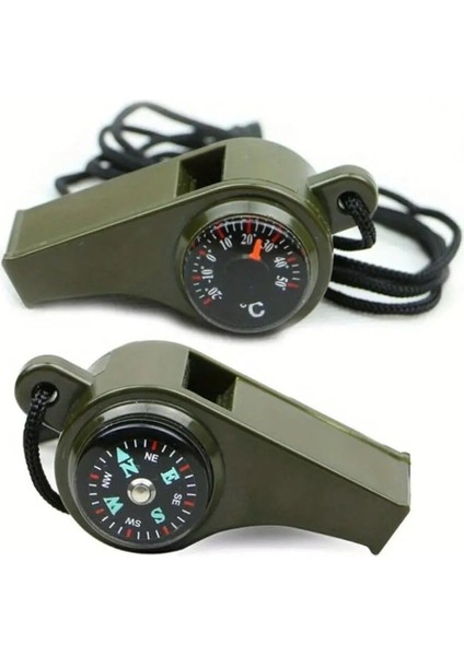 3 In 1 Pusulalı Termometreli Acil Durum Düdüğü