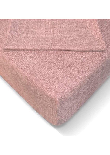 Turca AT7608 Ranforce 120X200CM Lastikli Çarşaf Seti, Pudra