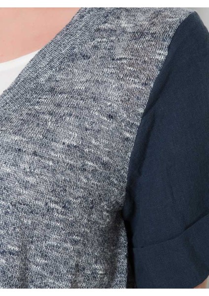 Düğmeli Kuşaklı Triko Mavi Y1572008_036 indirimleri