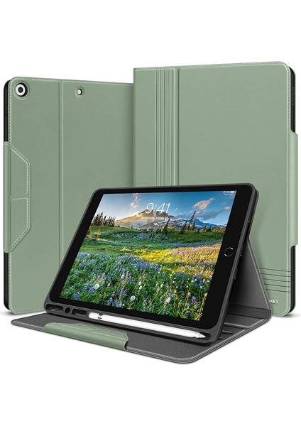 Holımet Kılıf iPad 9./8./7. Nesil (2021/2020/2019 iPad 10.2 Inç) ile Uyumlu Kalem Tutuculu, Smart Folio Yumuşak Tpu Koruyucu Kılıf Otomatik Uyku/uyandırma ve Ayakta Durma Fonksiyonlu - Yeşil