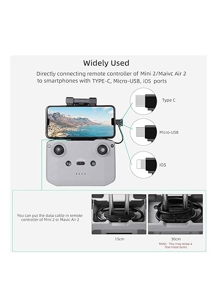 Akıllı Telefon/masa Için 30 cm Tip C - Ios Veri Kablosu Djı Mini 2/air 2/pocket 2/osmo Pocket/fpv Gözlük V2 ile Uyumlu indirimleri