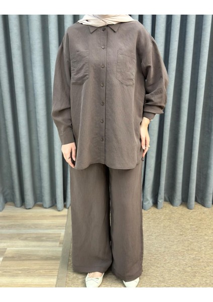 1021 Çift Cepli Gömlek Bol Pantolon Fitilli Modal Takım fırsatları