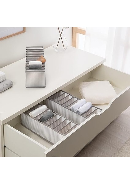 Home Textile 3'lü 10 Bölmeli Gri Çizgili Çekmece Içi Düzenleyici Set modelleri