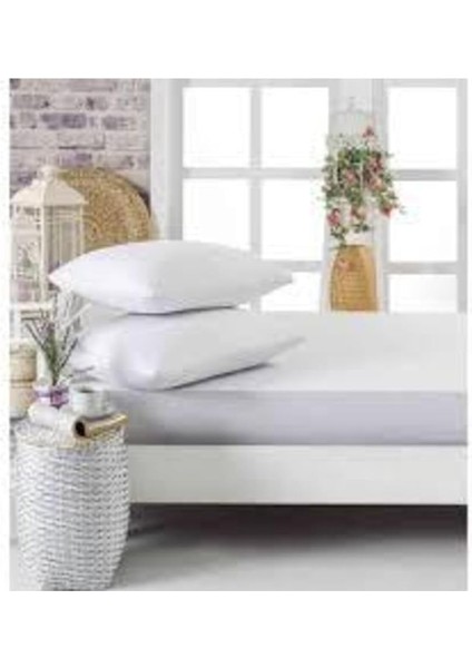 Pamuklu Ranforce Tek Kişilik 90X190 Lastikli Çarşaf Takımı - Beyaz