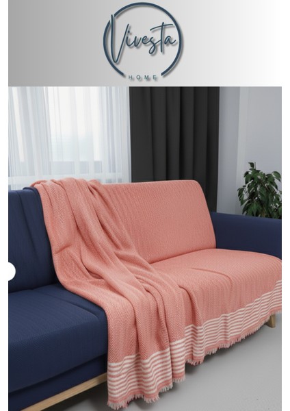 Pamuk Kumaş Püsküllü Koltuk Örtüsü 170X210 cm – Yumuşak Dokulu, Şık ve Dekoratif Kanepe Şalı
