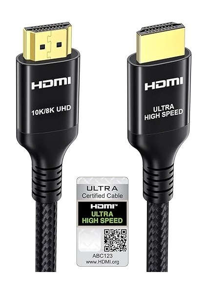 8k HDMI 2.1 Kablo 5m Sertifikalı 10K 8k 4K Hdmı® Kablo Ultra Yüksek Hızlı 1440P@240/165/144/120Hz 48GBPS Örgülü Hdcp 2.2 Dolby Atmos Vision Earc HDR10+ Tv Monitör Soundbar Ps5