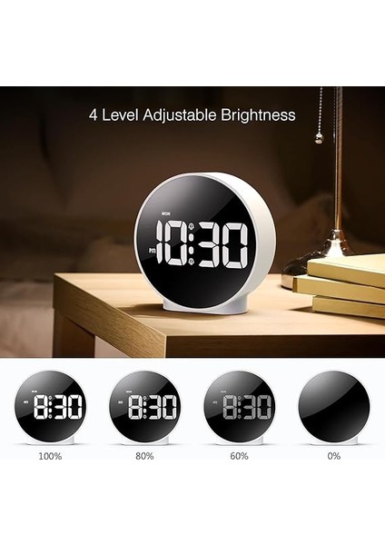 Çift Alarmlı LED Touch Snooze Şık Tasarım Masa Saati Beyaz indirimleri