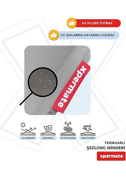 Fermuarlı Plaj ve Şezlong Minderi Su Geçirmez Kumaş Katlanır ve Yıkanabilir Kılıf Gri 60X180X5 indirimleri