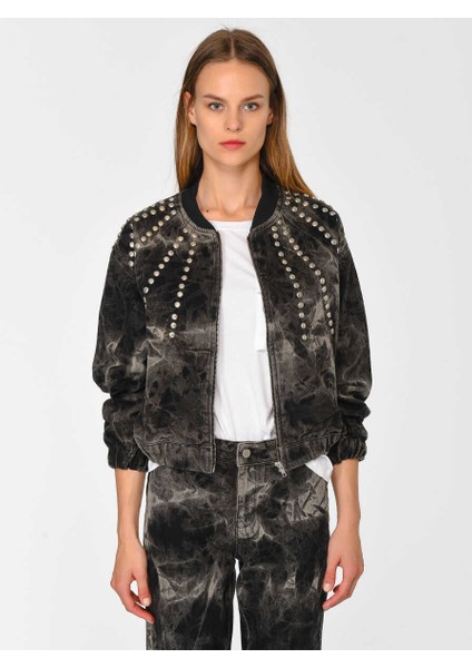 Metal Detaylı Denim Bomber Kadın Ceket Standart Renk Y1953101_089 fırsatları