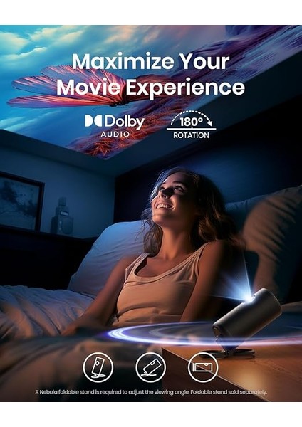 Anker Capsule 3 Laser 1080P, Wifi ve Bluetooth'lu Mini Akıllı Tv Projektörü, Dolby Digital, Lazer Teknolojisi, Otomatik Odaklama, 120 Inç Resim, 2.5h Dahili Pil indirimleri