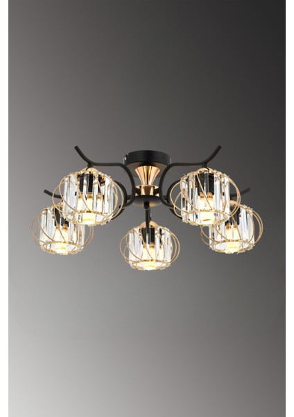 Aren 5’li Plafonyer Avize Kristal Taşlı Modern Dekoratif Aydınlatma fiyatları