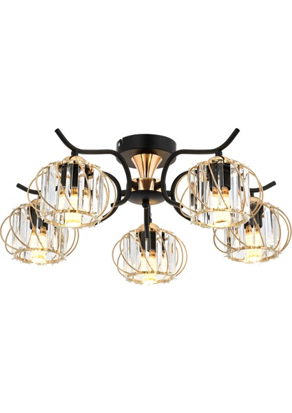 Aren 5’li Plafonyer Avize Kristal Taşlı Modern Dekoratif Aydınlatma modelleri