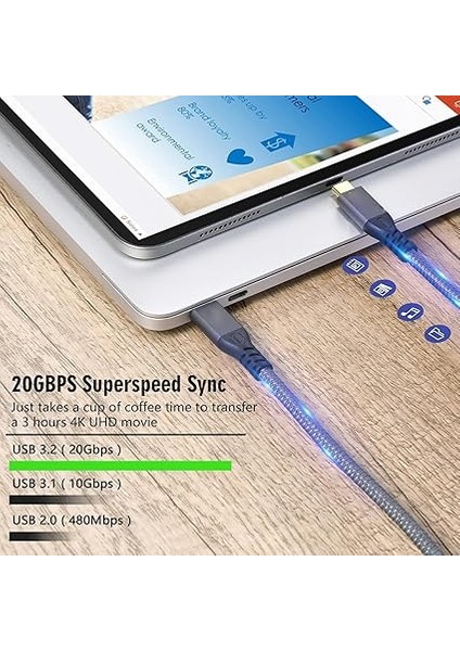 USB C Uzatma Kablosu, USB C 3.2 Gen 2 Uzatma Kablosu, 240W Hızlı Şarj Erkek - Kadın 20GBPS Veri Aktarımı 4K 60Hz Video, Note Için Telefon Tableti Için (2m) modelleri