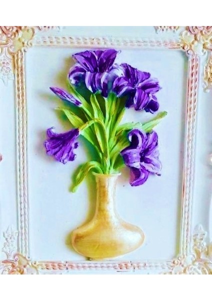 Vazoda Zambak Çiçek Demeti Aplik Lilyum Lis Silikon Kalıp K-775