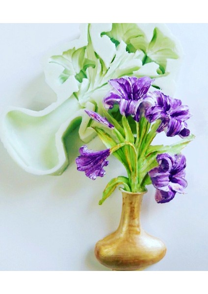 Vazoda Zambak Çiçek Demeti Aplik Lilyum Lis Silikon Kalıp K-775 fiyatları