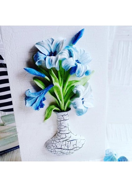 Vazoda Zambak Çiçek Demeti Aplik Lilyum Lis Silikon Kalıp K-775