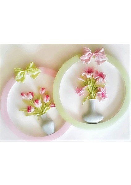 Vazoda Zambak Çiçek Demeti Aplik Lilyum Lis Silikon Kalıp K-775