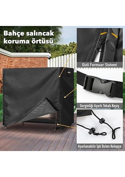 Bahçe Salıncak Koruma Örtüsü Üç Kişilik Tenteli Hamak Bahçe Salıncağı Koruma Kılıfı Su Geçirmez Branda Dayanıklı 210X125X170CM Siyah fırsatları