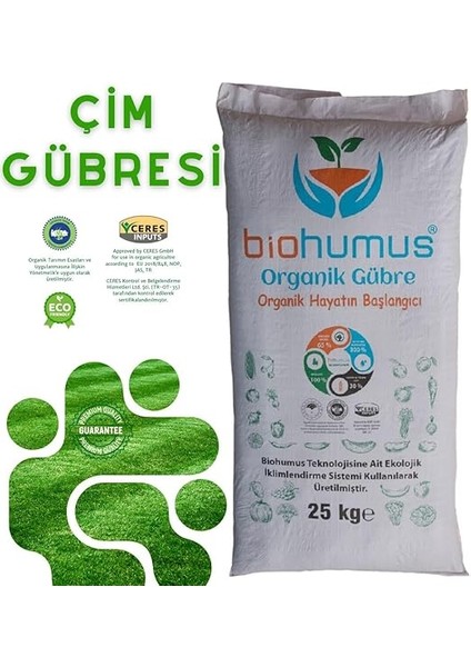 Çim Için, Organik Gübre, Organik Sertifikalı, Kök Geliştirici, Toprak Düzenleyici, Bitki Besleyici 25 kg (1) modelleri