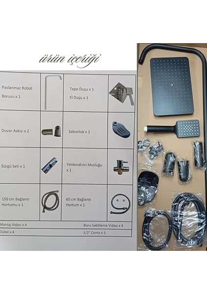 Robot Yağmurlama Duş Seti, Fleko Banyo Bataryası 2li Modern Set (Siyah Nero 2 Li Set) fırsatları