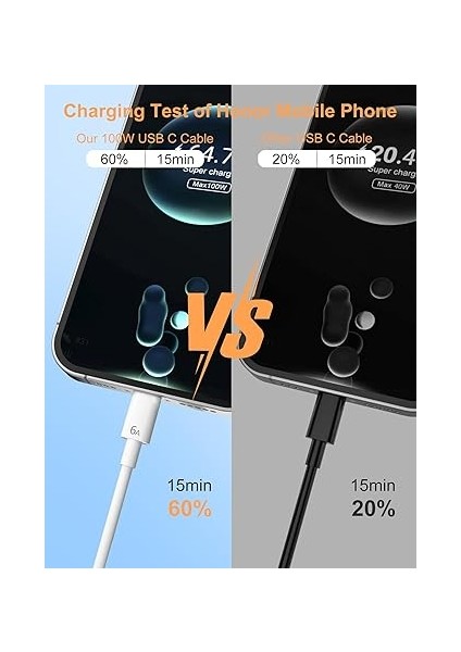 USB C Kablo 100W 6A Super Charge Honor Şarj Kablosu 2m Için, USB C Şarj Kablosu Tip C Veri Kablosu Huawei Honor Magic6 Lite 6pro 90 Lite 200 Lite Pad X8A 9 Için Huawei Freebuds 5i Pro 3 Se 2 Için indirimleri