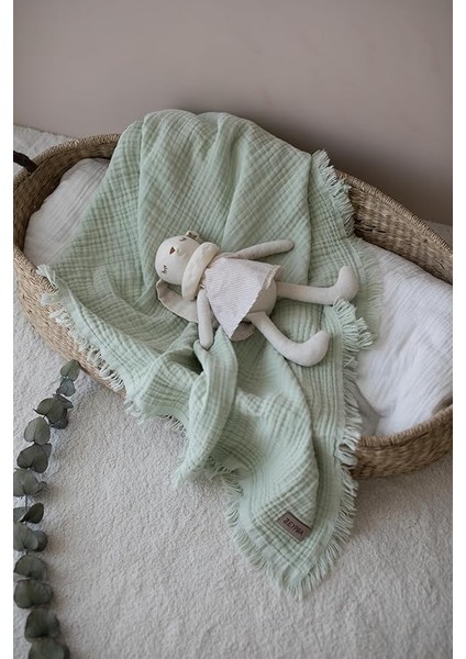 Su Yeşil 4 Katlı Müslin Bebek ve Çocuk BATTANIYESI%100PAMUK Baby Muslin Blanket