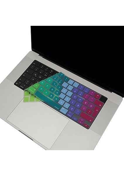 Macbook Klavye Koruyucu M1-M2-M3 (Türkçe Q) Touchıd'li A2681 A3113 A2941 A3114 A2442 A2779 A2992 A2918 A2485 A2780 A2991 ile Uyumlu Dazzle (Pembe Yeşil) indirimleri