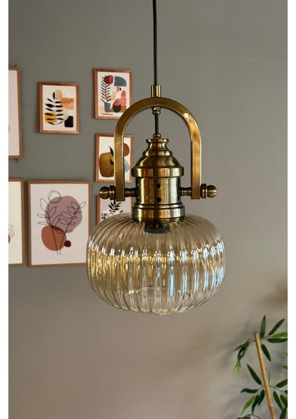 Mola Cam Bal Rengi Tekli Avize Delikli Eskitme Başlık Retro Sarkıt Lamba Restoran Salon Aydınlatma fiyatları
