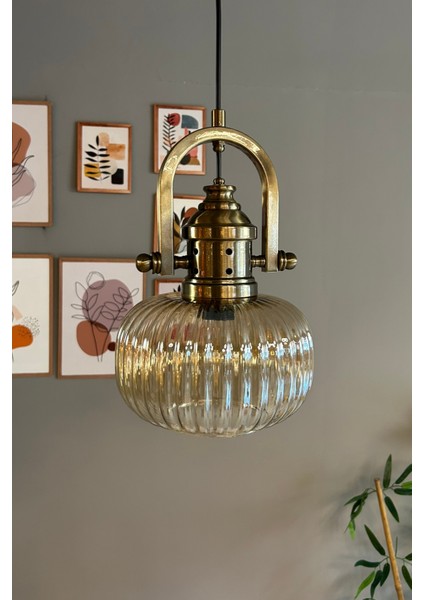 Mola Cam Bal Rengi Tekli Avize Delikli Eskitme Başlık Retro Sarkıt Lamba Restoran Salon Aydınlatma modelleri
