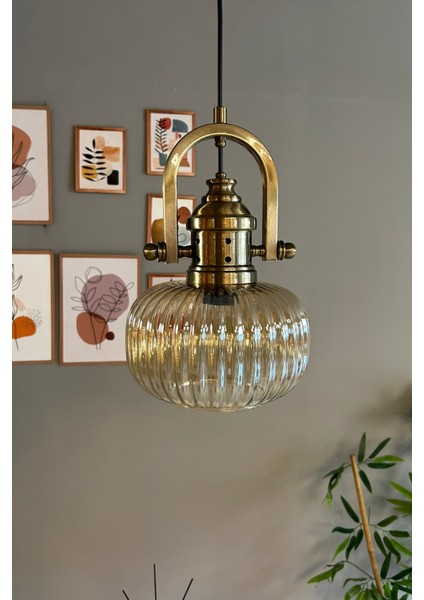 Mola Cam Bal Rengi Tekli Avize Delikli Eskitme Başlık Retro Sarkıt Lamba Restoran Salon Aydınlatma fırsatları