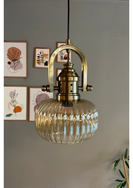Mola Cam Bal Rengi Tekli Avize Delikli Eskitme Başlık Retro Sarkıt Lamba Restoran Salon Aydınlatma indirimleri