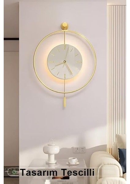 Kristal 60 cm Gold - Pilli LED (3ADET Pil ile Geldmektedir) - Metal Duvar Saati fiyatları